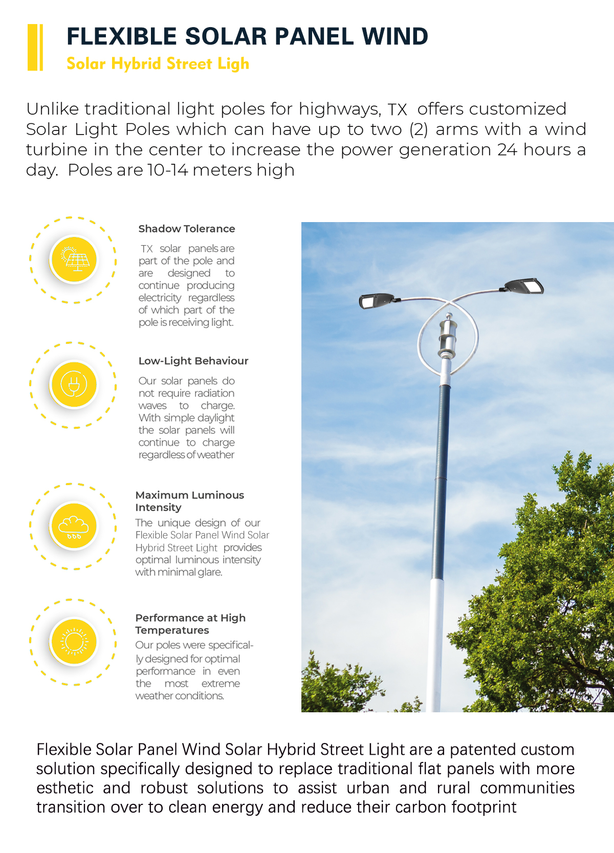 Flexible Solar Panel Wind Solar Hybrid Street Light